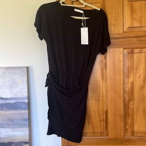 Lush knit dress side tie black